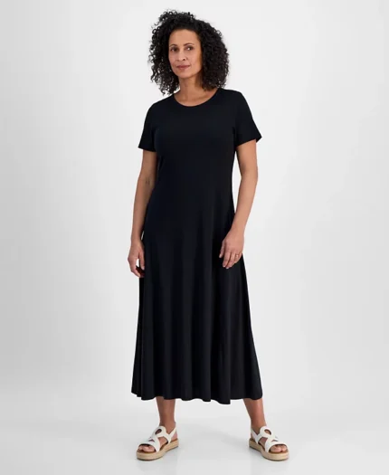 Women's Printed Short-Sleeve Knit Maxi Dress, Exclusively at Macy's