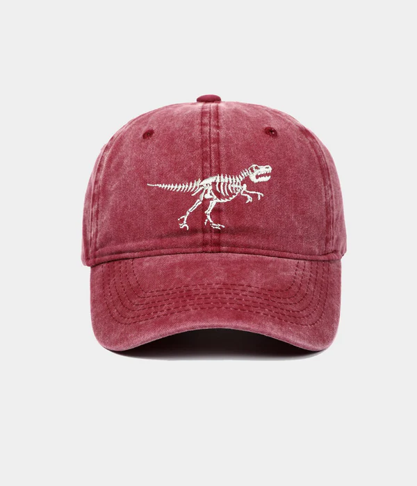 CAPS-WASHED-DINOSAUR-RED WASHED DINOSAUR.