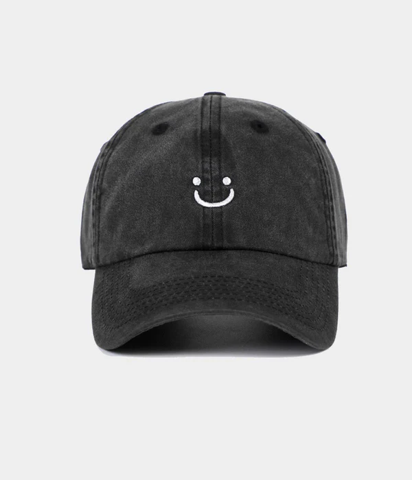 SMILEFRONTBLACK WASHED SMILEY FACE.